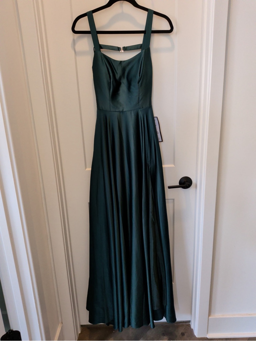 Elegant Forest Green Satin Maxi Dress
